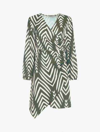 Robe portefeuille imprimé graphique - Kaki - 1
