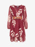Robe patineuse en voile imprimé feuilles - Bordeaux - 1