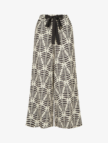 Pantalon ample et fluide imprimé fantaisie - Noir - 1