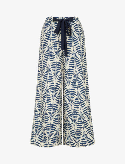 Pantalon ample et fluide imprimé fantaisie - Bleu foncé - 1