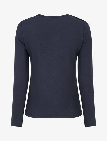 Pull à détail dentelle et empiècement métallique - Marine - 2