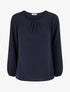 Blouse fluide uni à boutons décoratifs au dos - Marine - 1