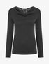 Pull à col bénitier et dos en crochet - Noir - 1