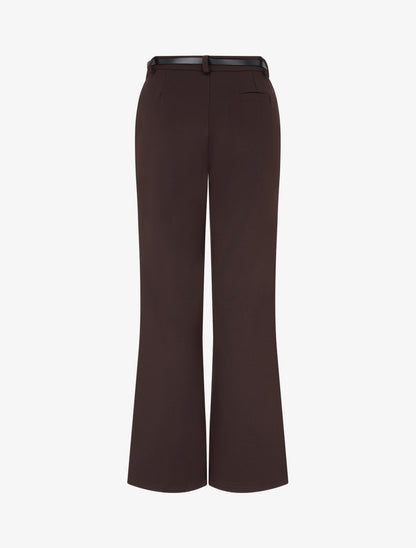 Pantalon droit ceinturé imprimé - Marron - 2