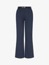 Pantalon droit ceinturé imprimé - Marine - 1