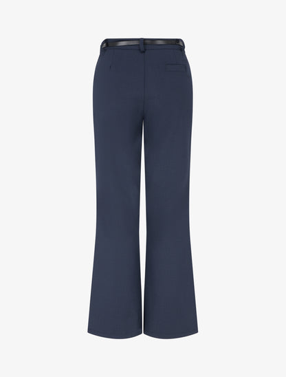Pantalon droit ceinturé imprimé - Marine - 2
