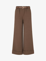 Pantalon ample à revers - Marron - 1