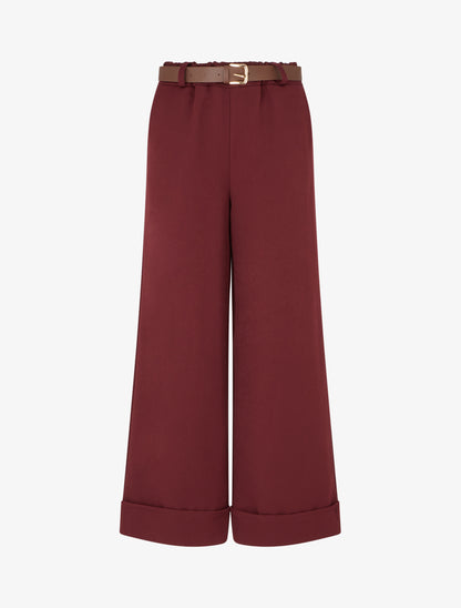 Pantalon ample à revers - Bordeaux - 1