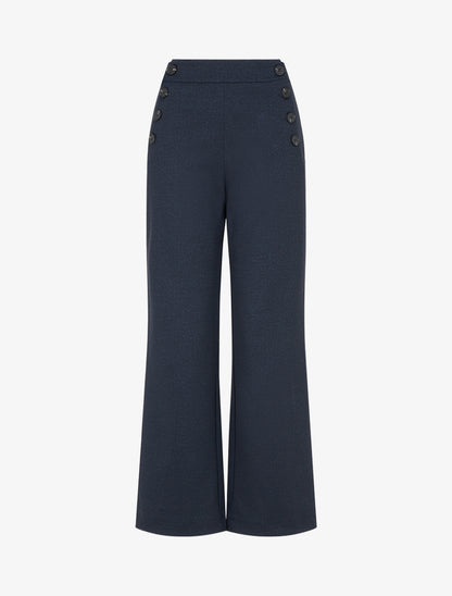 Pantalon à pont coupe droite - Marine - 1