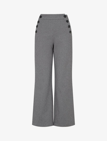 Rechte broek met chevronprint en knopen. - Grijs