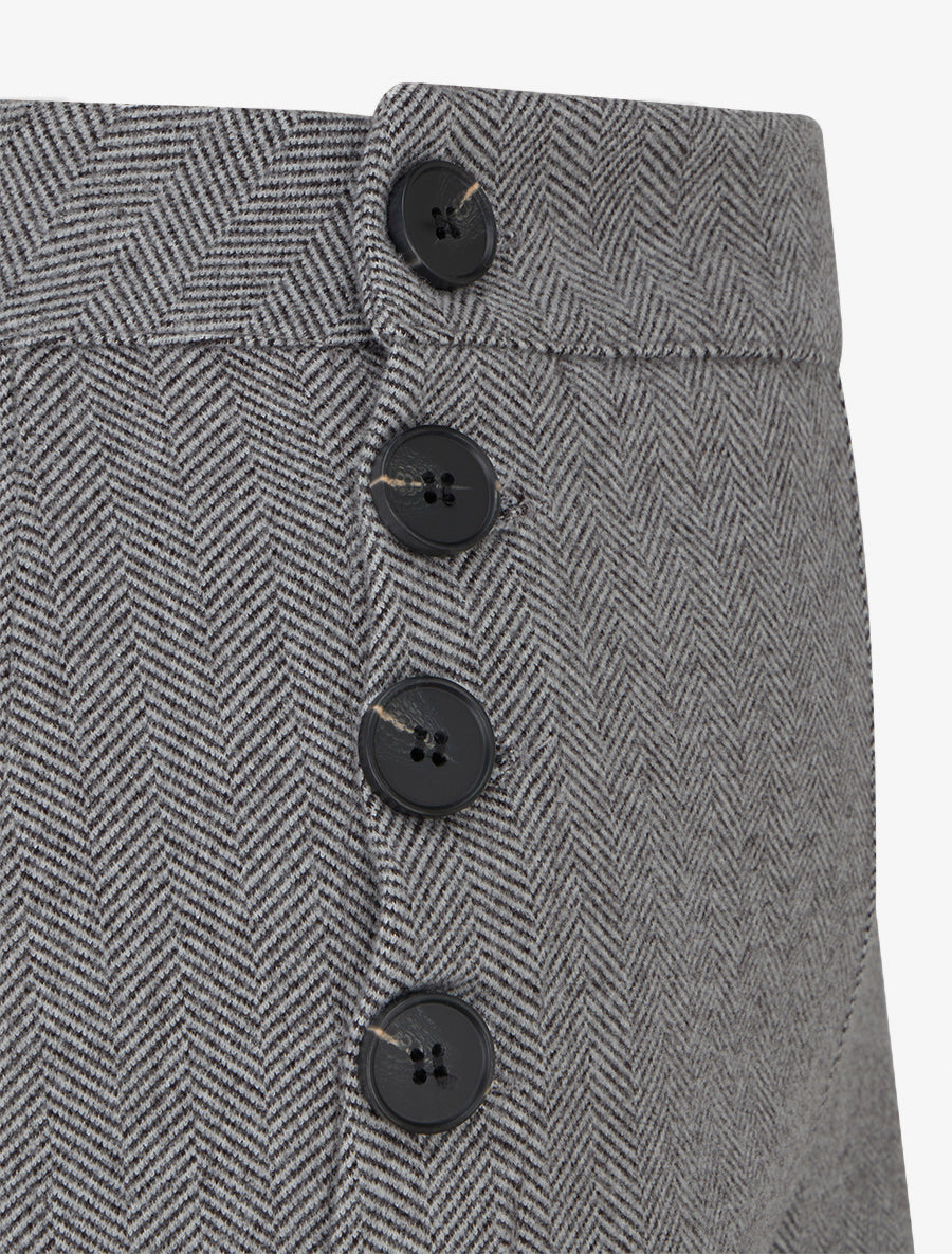 Rechte broek met chevronprint en knopen. - Grijs