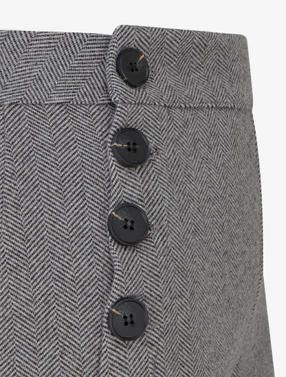 Rechte broek met chevronprint en knopen. - Grijs