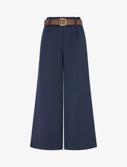 Pantalon élastiqué coupe ample - Marine - 1