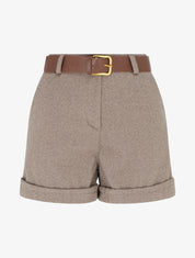 Short à revers imprimé chevron - Beige - 1