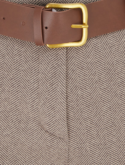Short à revers imprimé chevron - Beige - 3