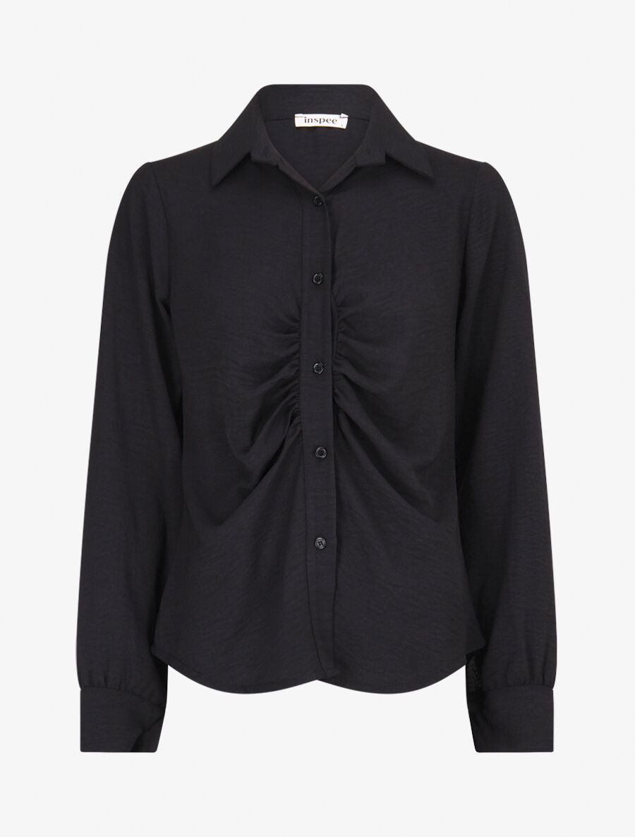 Chemise droite plissée - Noir - 4