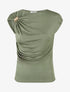 Top uni sans manches à empiècement bijou - Kaki - 1