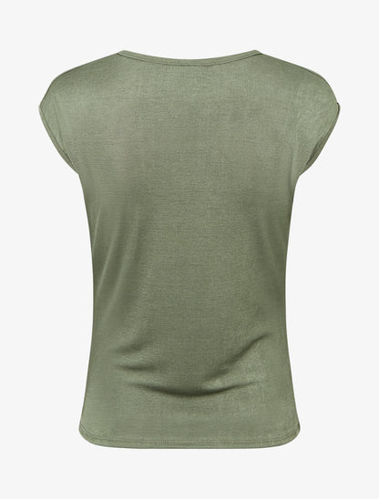 Top uni sans manches à empiècement bijou - Kaki - 2