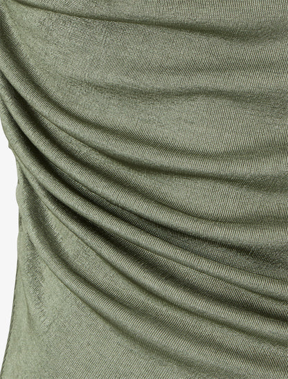 Top uni sans manches à empiècement bijou - Kaki - 3