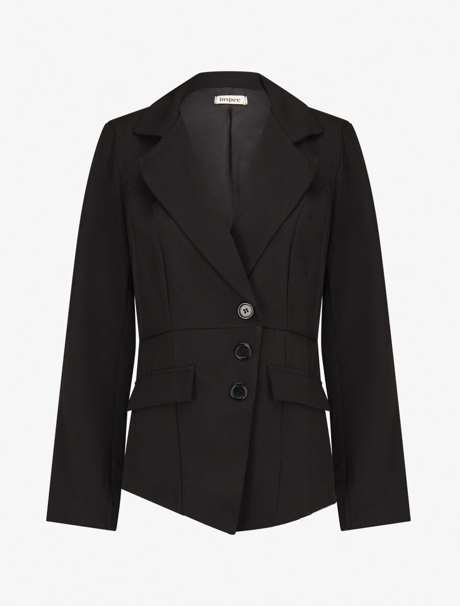 Veste asymétrique fermeture à 3 boutons - Noir - 4