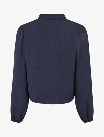 Blouse fluide coupe boule à détail crochet - Marine - 2