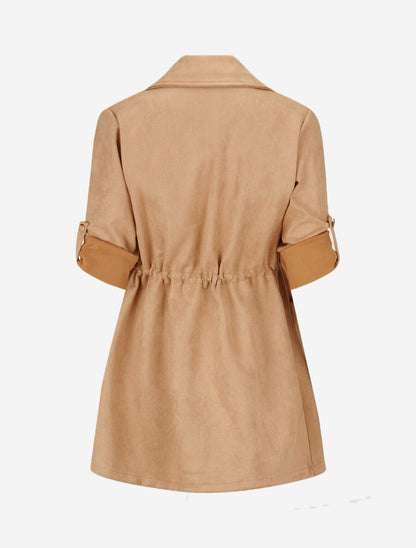 Veste longue en suédine - Camel clair - 2