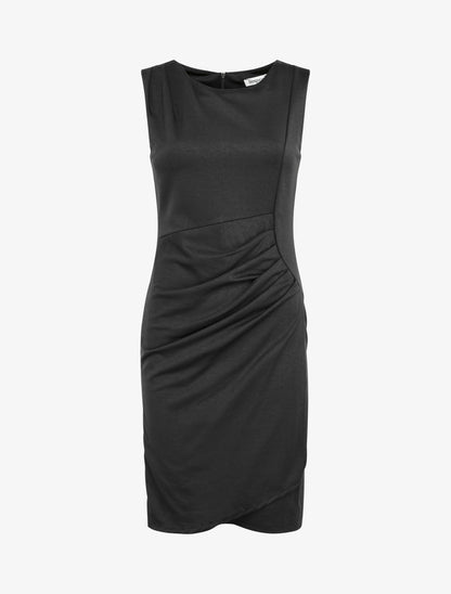 Robe style portefeuille à col rond - Noir - 1