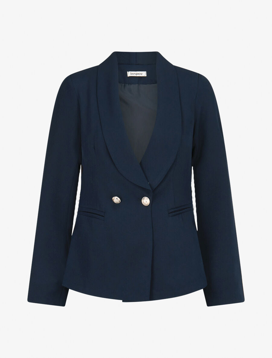 Veste à col smoking - Marine - 1