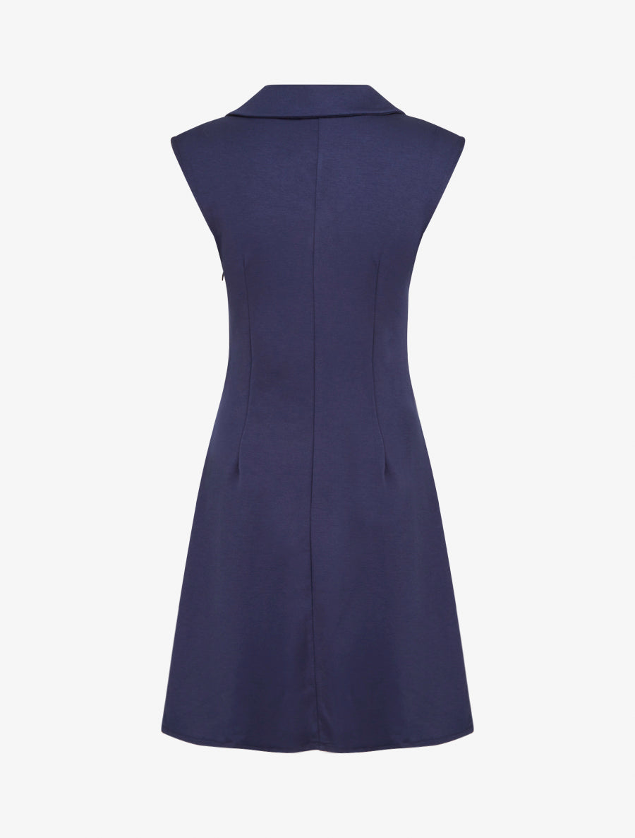 Robe évasée sans manches à col cache-coeur - Marine - 2