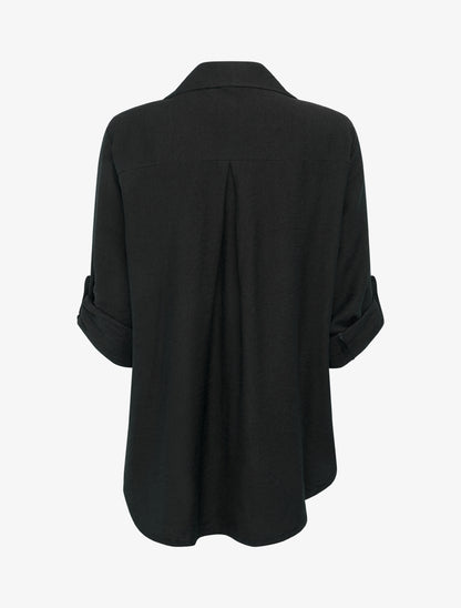 Chemise asymétrique effet drapé - Noir - 2