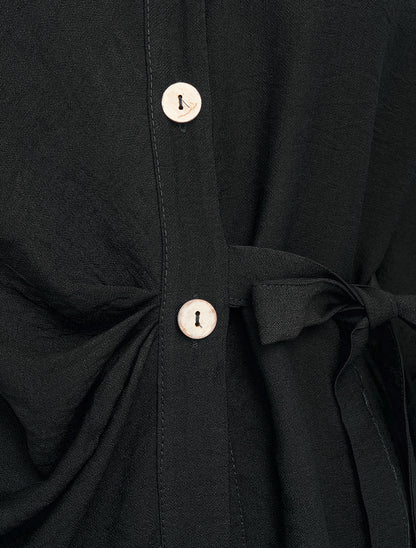 Chemise asymétrique effet drapé - Noir - 3