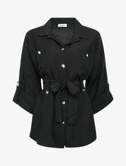 Chemise fluide ceinturée - Noir - 1