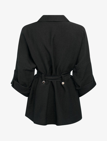 Chemise fluide ceinturée - Noir - 2