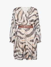 Robe col cache-coeur imprimé zèbré - Noir - 1