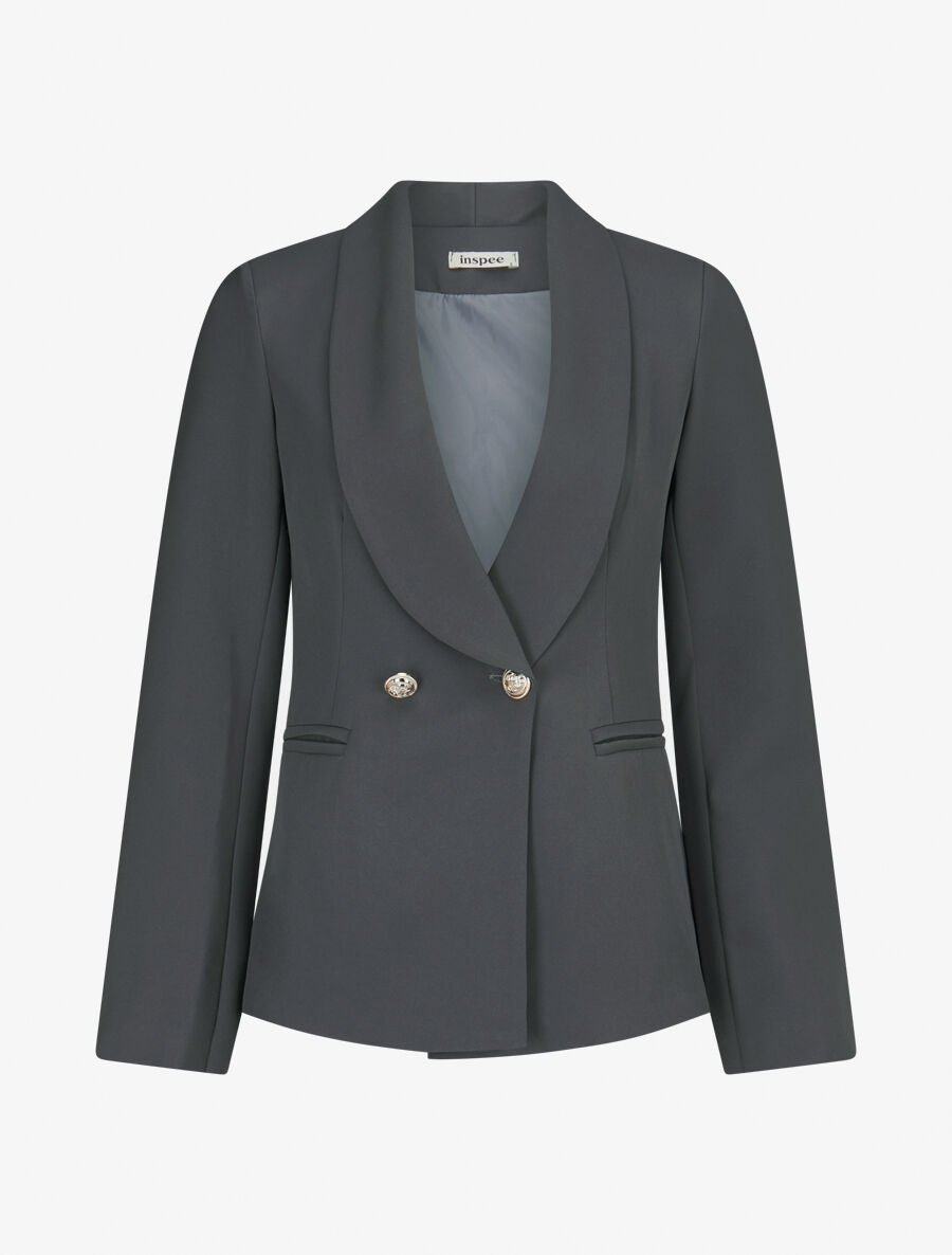 Veste à col smoking - Gris foncé - 4