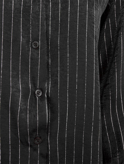 Chemise fluide à rayures irisées coupe droite - Noir - 3