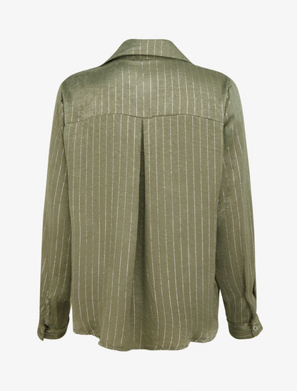 Chemise fluide à rayures irisées coupe droite - Kaki - 2