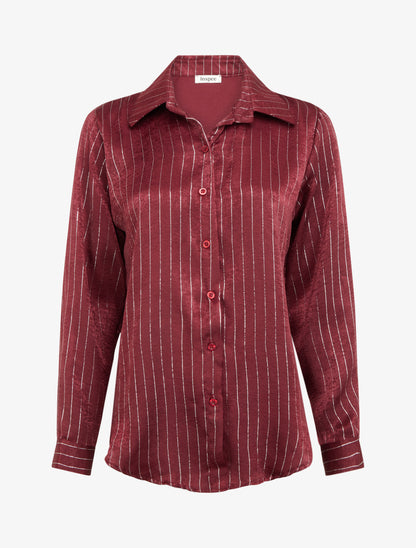 Chemise fluide à rayures irisées coupe droite - Bordeaux - 1