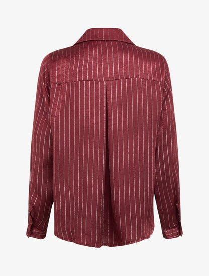Chemise fluide à rayures irisées coupe droite - Bordeaux - 2