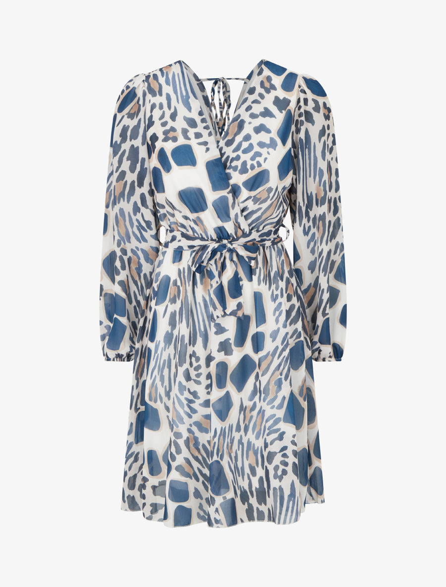 Robe à dos nu V imprimé fantaisie - Marine - 1