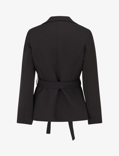 Blazer uni ceinturé - Noir - 2