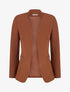 Veste unie à poches décoratives zippées - Camel - 1