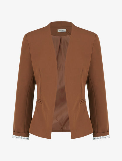 Veste droite à épaulettes - Marron - 1