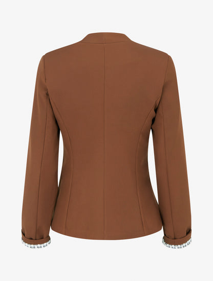 Veste droite à épaulettes - Marron - 2