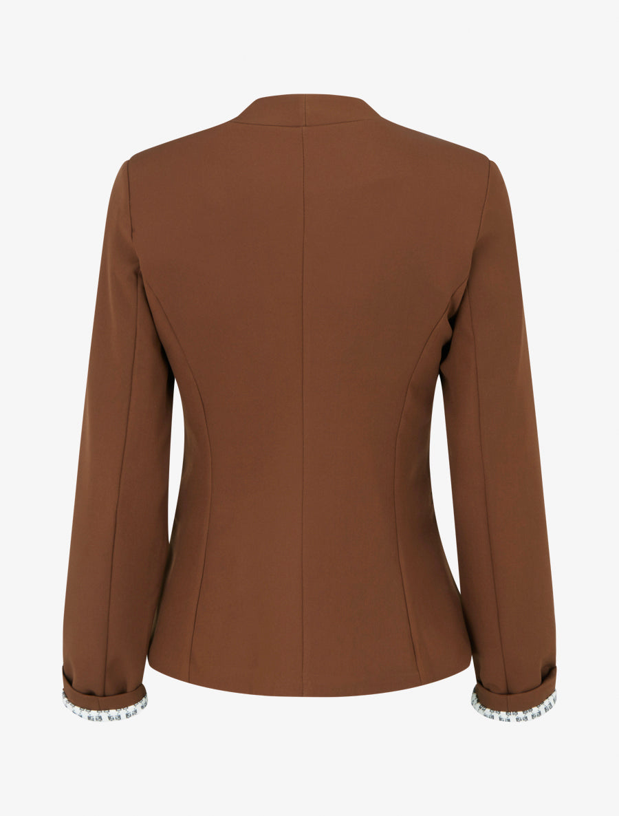 Veste droite à épaulettes - Marron