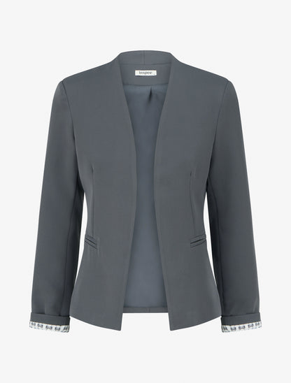 Veste droite à épaulettes - Gris - 1