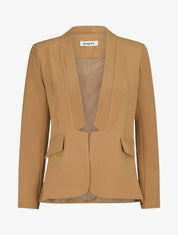 Veste à col droit et bord cranté - Camel - 1