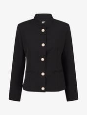 Blazer boutonné à épaulettes - Noir - 1
