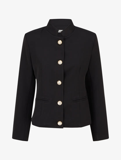 Blazer boutonné à épaulettes - Noir - 1