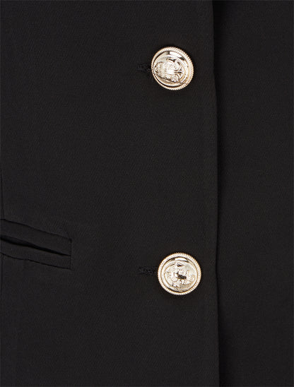 Blazer boutonné à épaulettes - Noir - 3